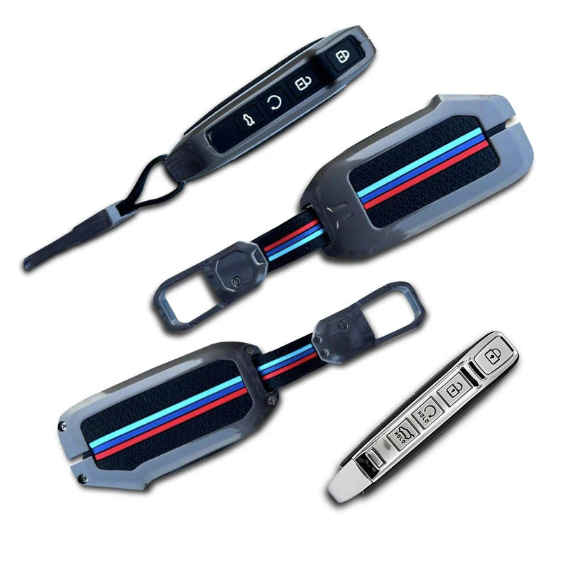 LzzyRide Metal Key Cover for Kia Seltos 2026 | Premium Alloy Smart Key Case with Keychain