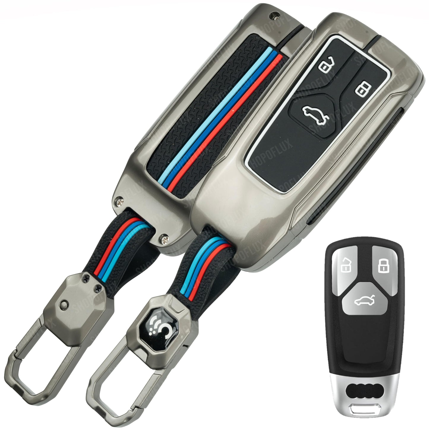 LzzyRide Premium Metal Key Cover Compatible with Audi A5 Smart Key | 360° Full Protection | Zinc Alloy Luxury Key Case