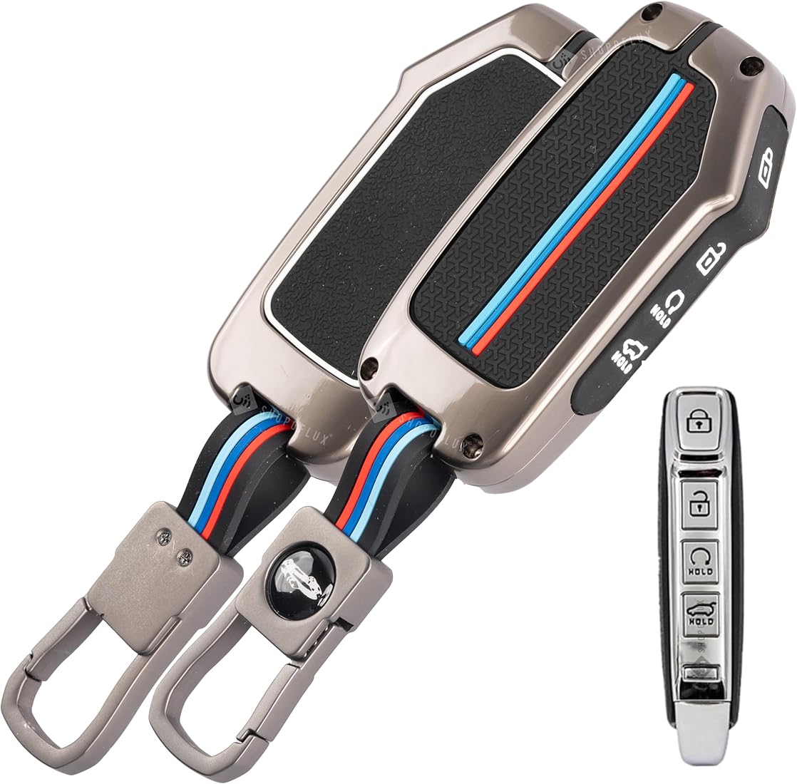 LzzyRide Premium Metal Key Cover Compatible with Kia Carens Clavis Smart Key | 360° Full Protection | Zinc Alloy Luxury Key Case