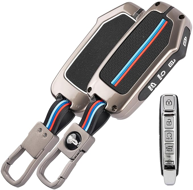 LzzyRide Premium Metal Key Cover Compatible with Kia Seltos Facelift Smart Key | 360° Full Protection | Zinc Alloy Luxury Key Case