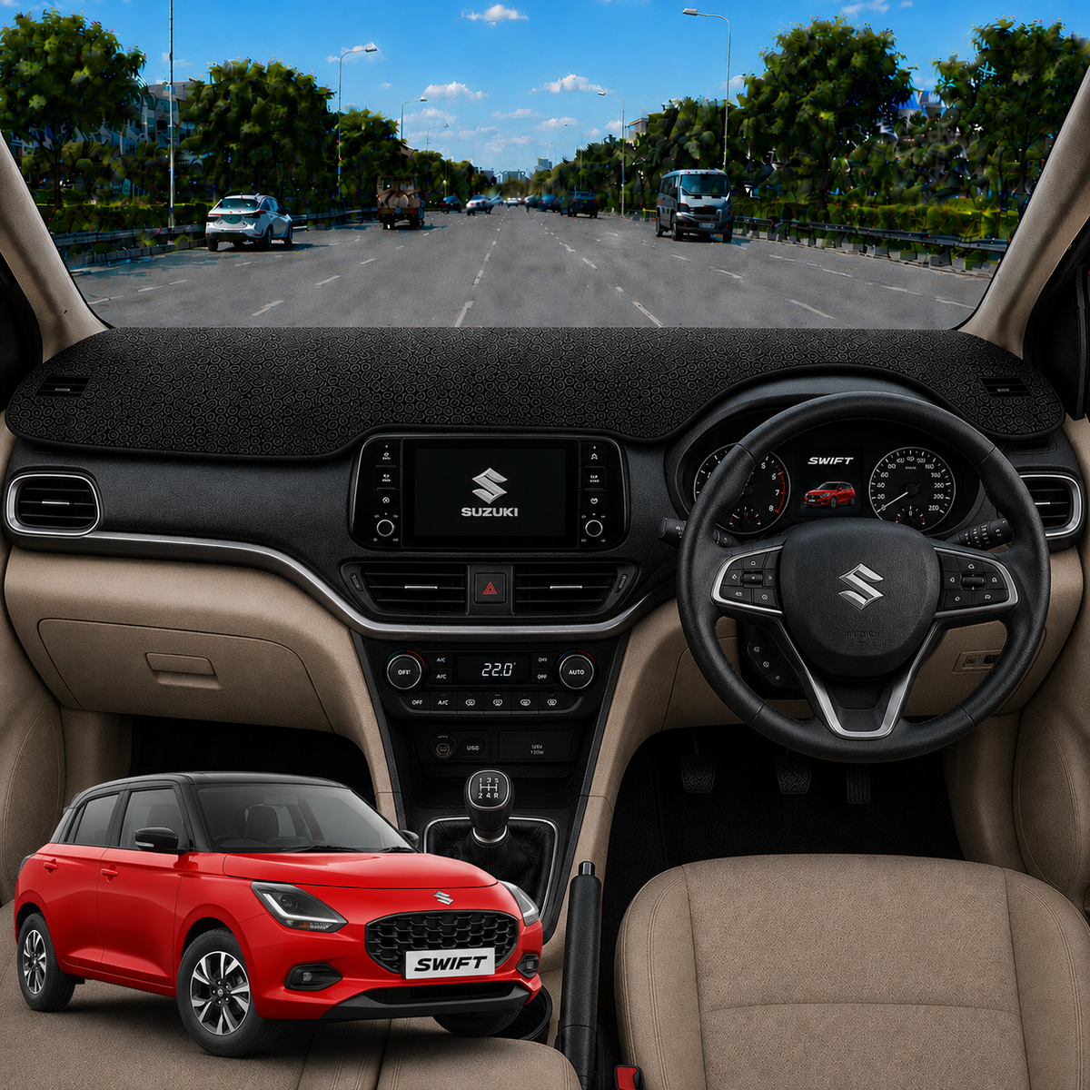 Lzzyride Car Dashboard Cover Mat For Maruti Suzuki Swift 2024 To 2026