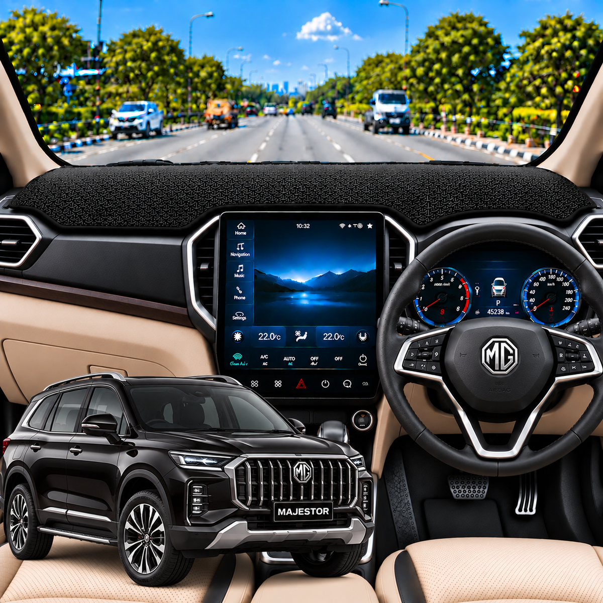 Lzzyride Car Dashboard Cover Mat For MG Majestor 2026