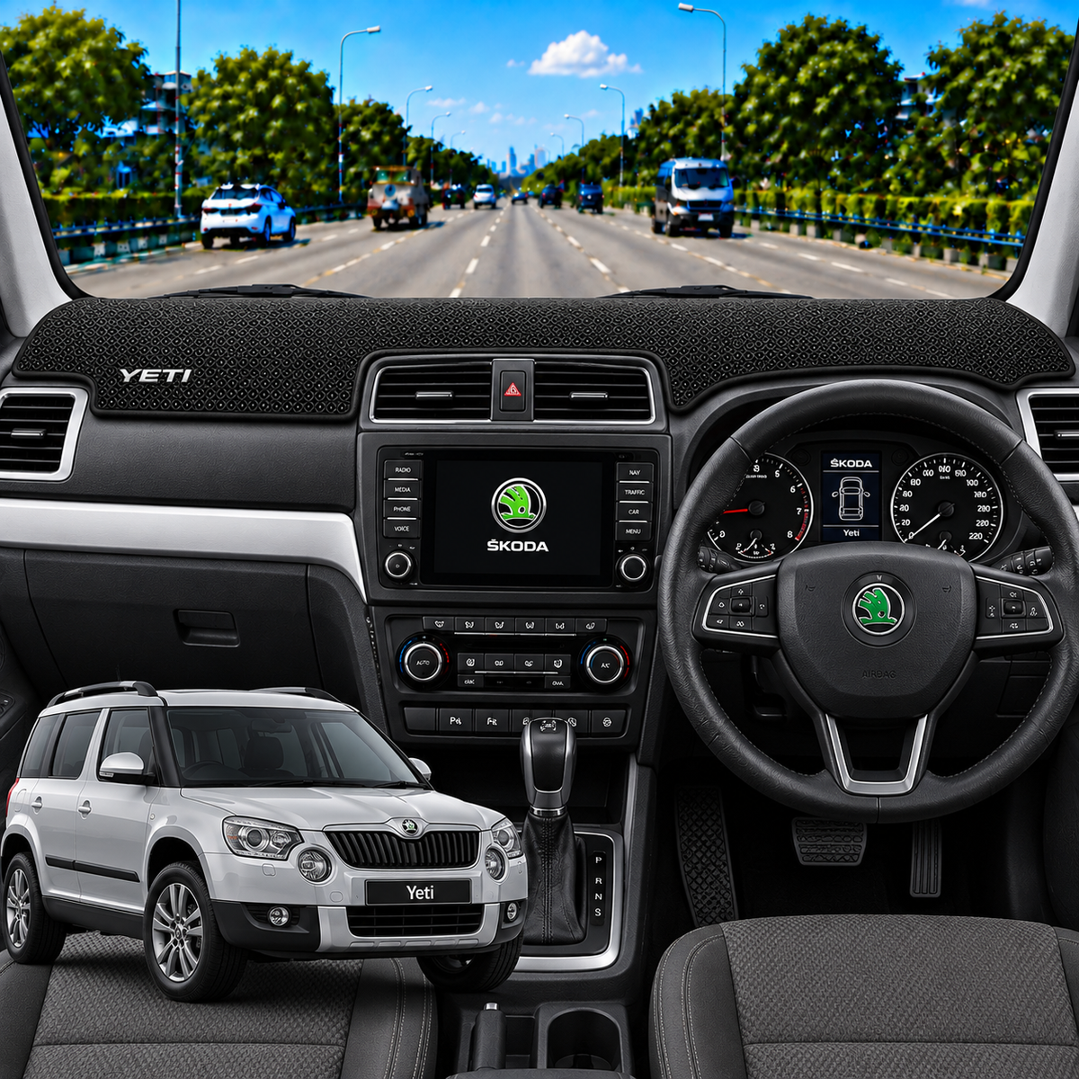 Lzzyride Car Dashboard Cover Mat For Skoda Yeti 2010 To 2014