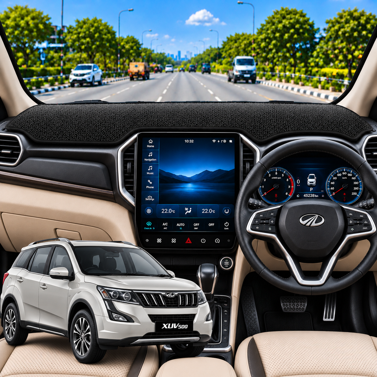 Lzzyride Car Dashboard Cover Mat For Mahindra XUV 500 2011 To 2021