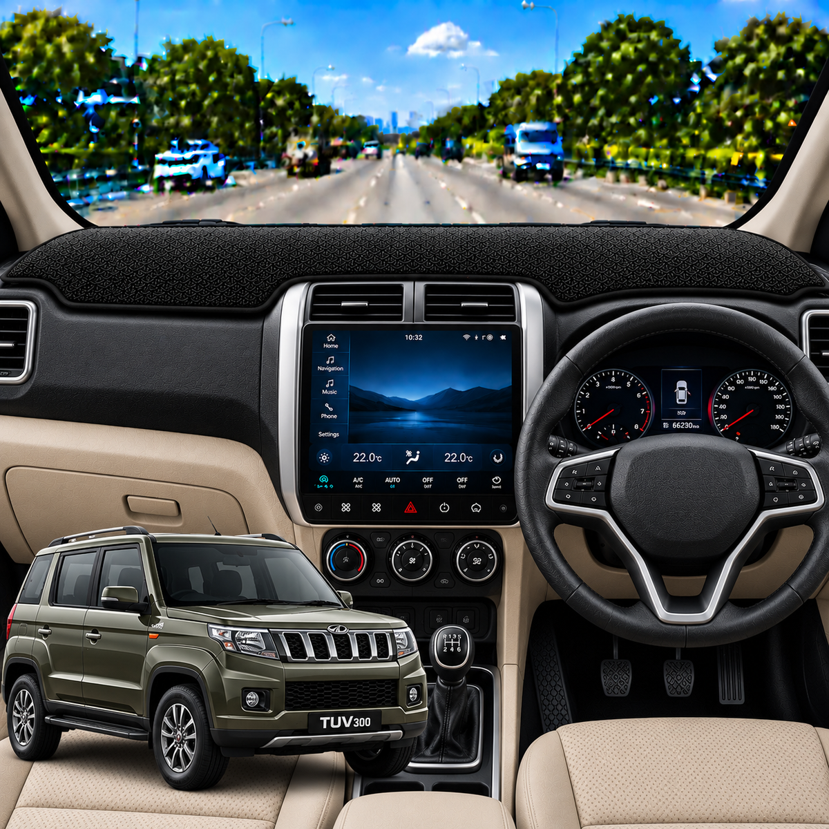 Lzzyride Car Dashboard Cover Mat For Mahindra TUV300 2015 To 2020