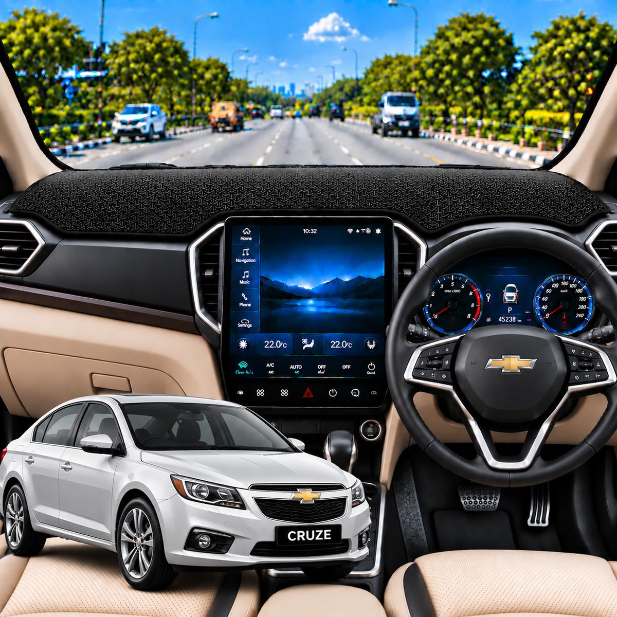 Lzzyride Car Dashboard Cover Mat For Chevrolet Cruze 2009 To 2017