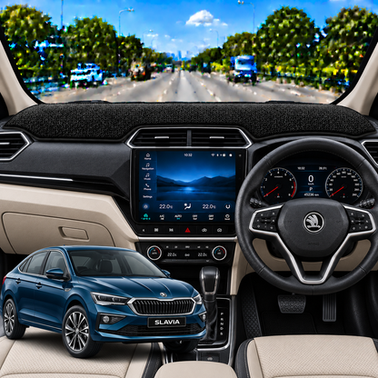 Lzzyride Car Dashboard Cover Mat For Skoda Slavia 2022 To 2026