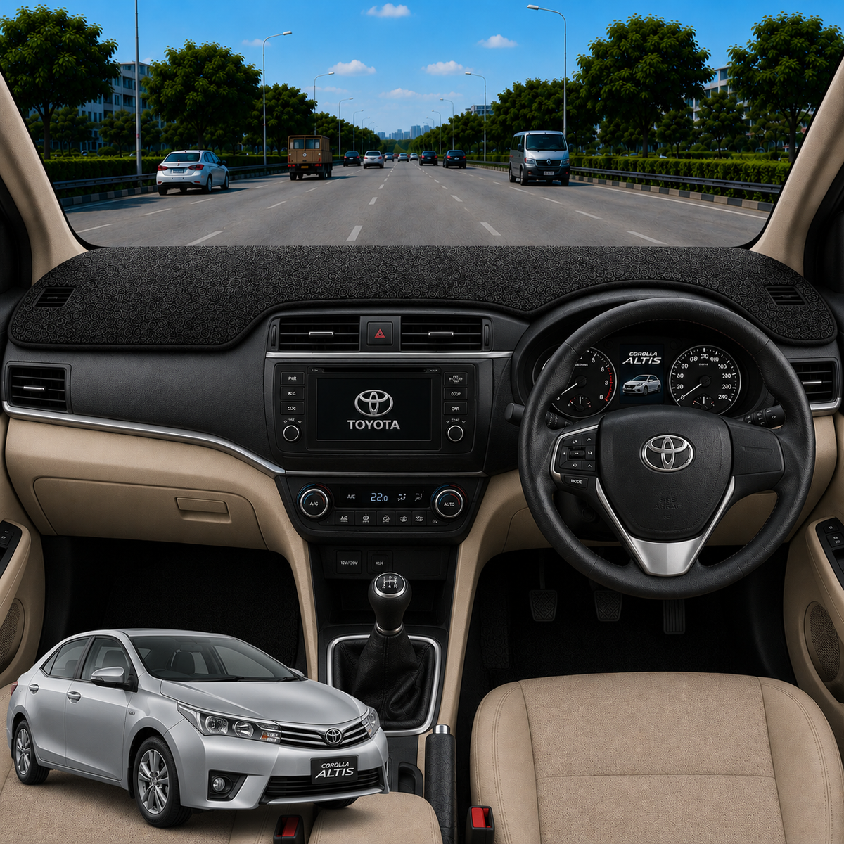 Lzzyride Car Dashboard Cover Mat For Toyota Corolla Altis 2008 To 2013