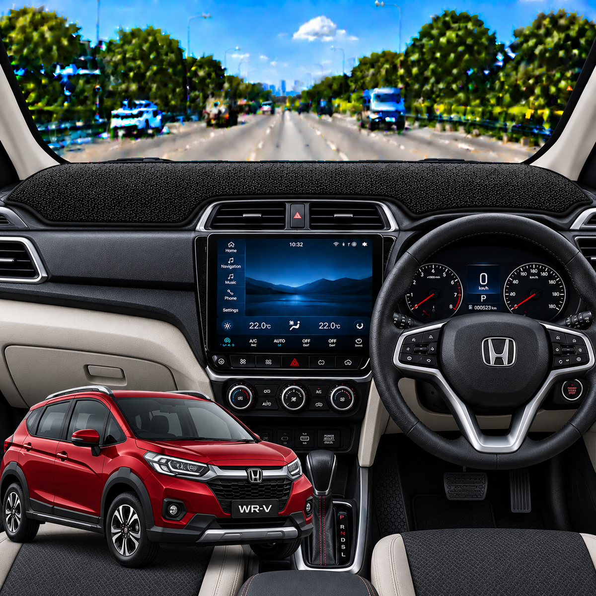 Lzzyride Car Dashboard Cover Mat For Honda WR-V 2017 To 2023
