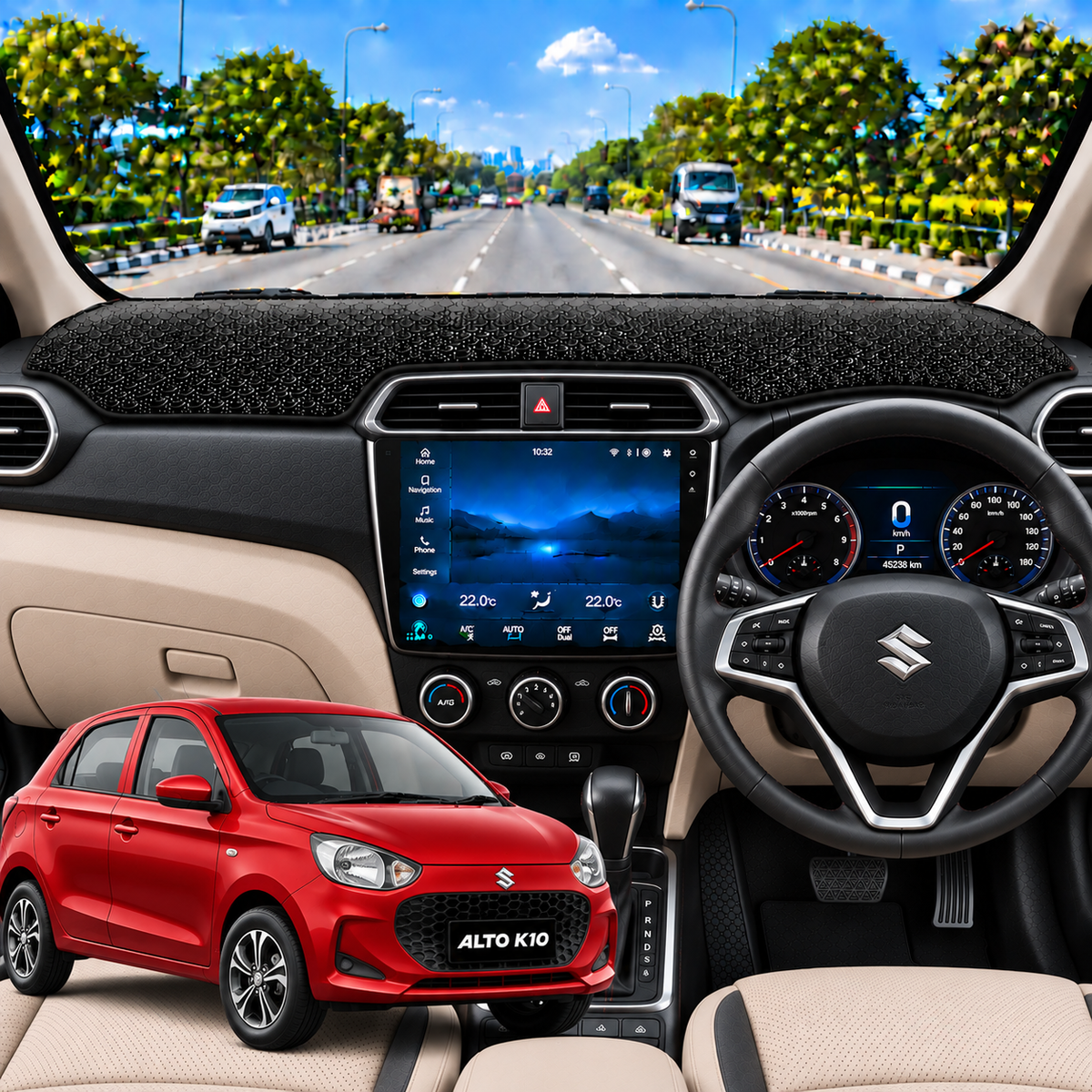 Lzzyride Car Dashboard Cover Mat For Maruti Suzuki Alto K10 2014 to 2022