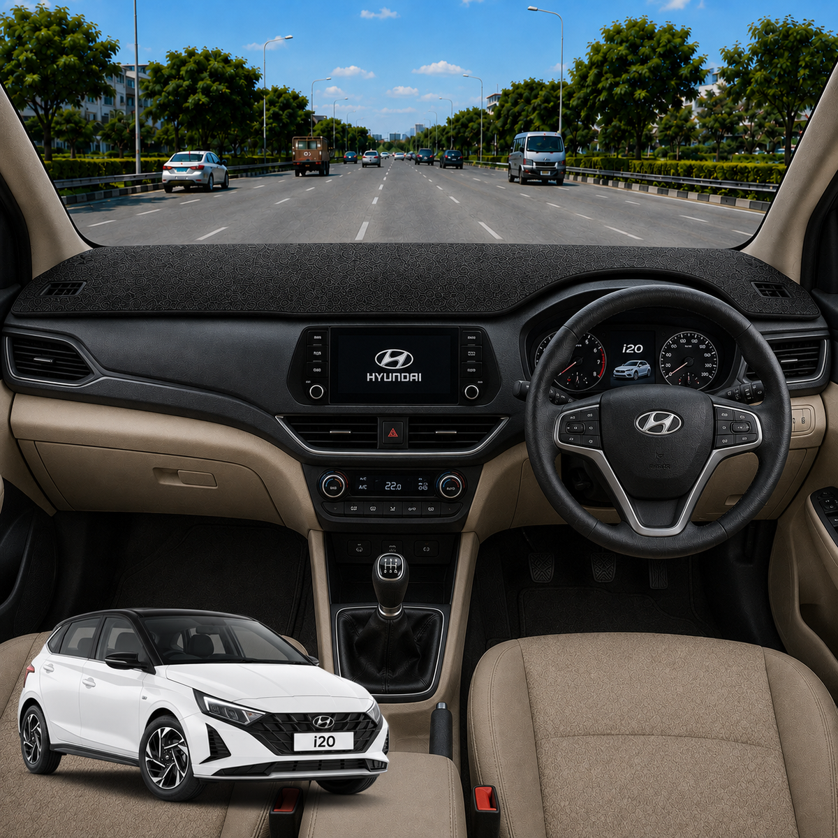 Lzzyride Car Dashboard Cover Mat For Hyundai i20 2020 To 2026