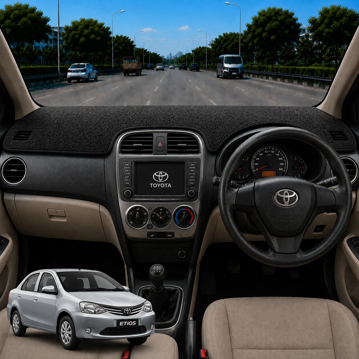Lzzyride Car Dashboard Cover Mat For Toyota Etios 2010 To 2020