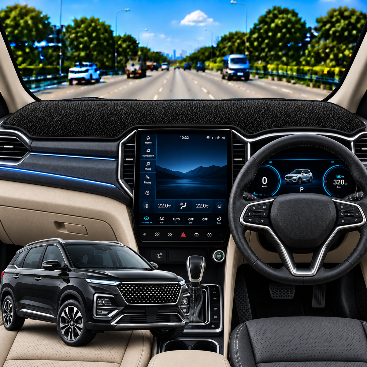 Lzzyride Car Dashboard Cover Mat For MG Hector 2019 To 2023