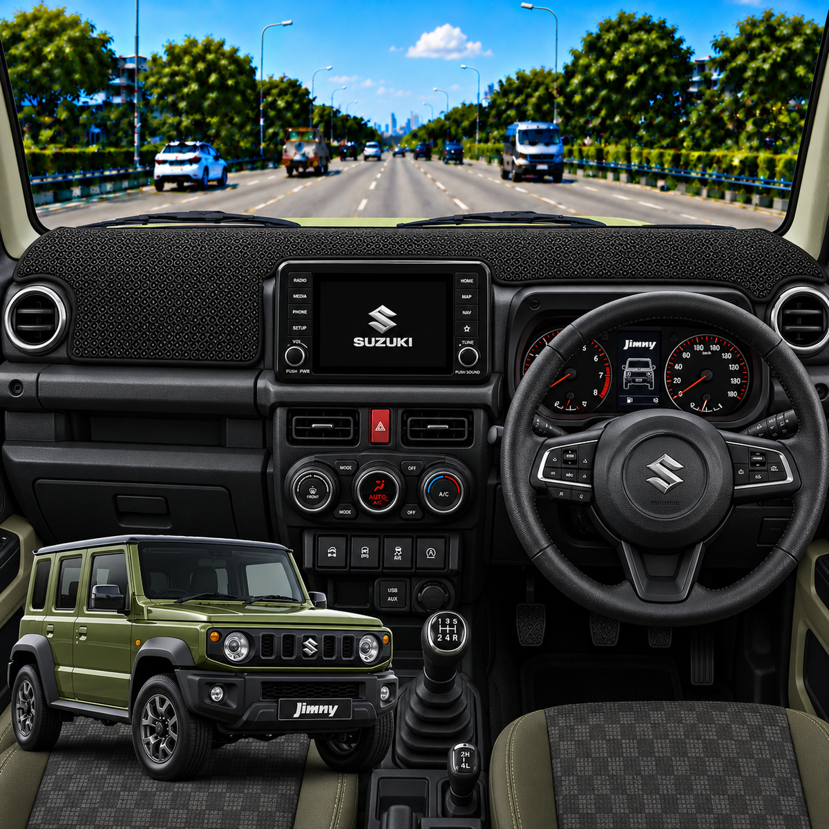 Lzzyride Car Dashboard Cover Mat For Maruti Suzuki Jimny 2023 To 2026