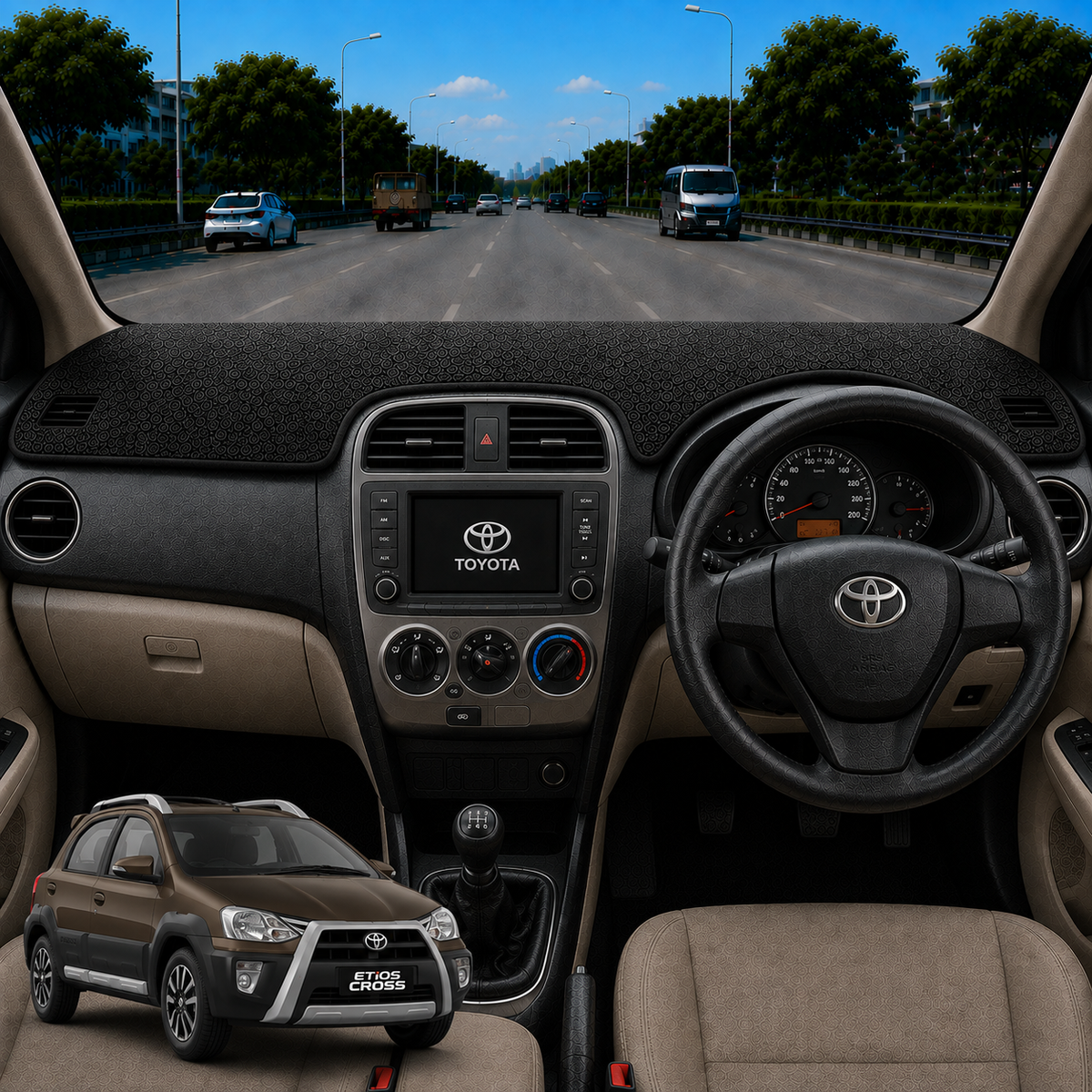 Lzzyride Car Dashboard Cover Mat For Toyota Etios Cross 2014 To 2020