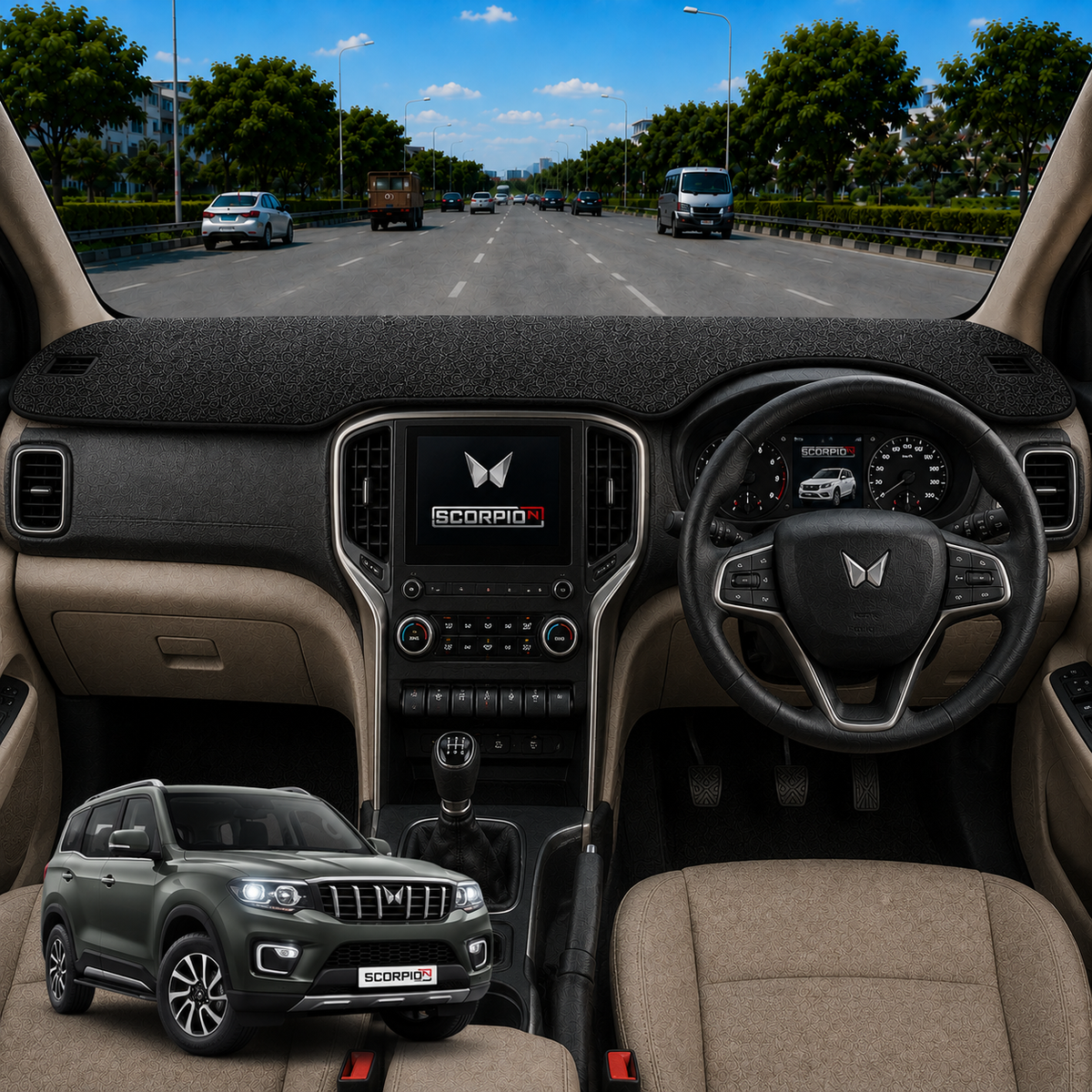 Lzzyride Car Dashboard Cover Mat For Mahindra Scorpio N 2022 To 2026