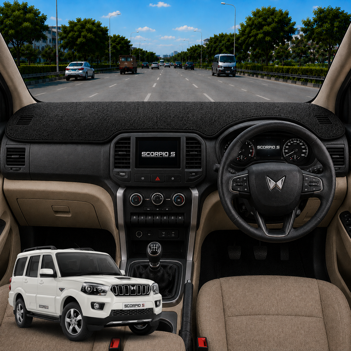 Lzzyride Car Dashboard Cover Mat For Mahindra Scorpio S 2014 To 2026