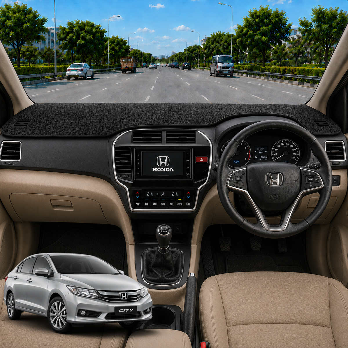 Lzzyride Car Dashboard Cover Mat For Honda City 2008 To 2014