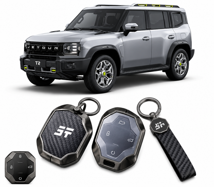 LzzyRide Premium Metal Key Cover Compatible with Jetour T2 Smart Key | 360° Full Protection | Zinc Alloy Luxury Key Case