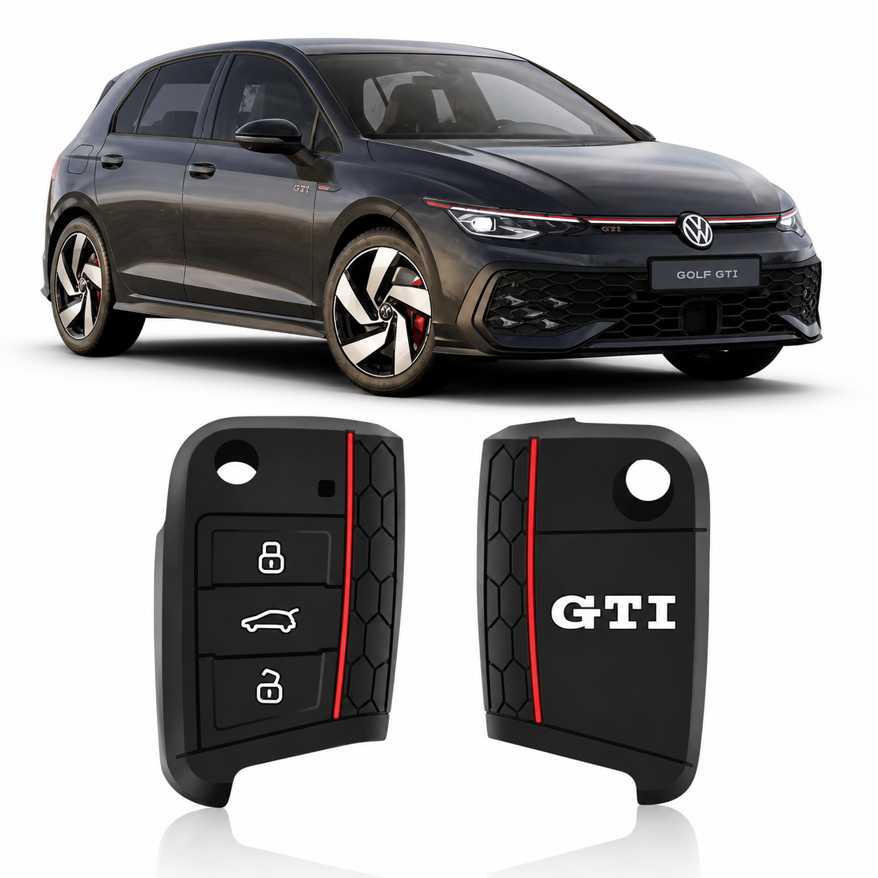 LzzyRide Premium Metal Key Cover Compatible with Volkswagen Golf GTI Smart Key | 360° Full Protection | Zinc Alloy Luxury Key Case