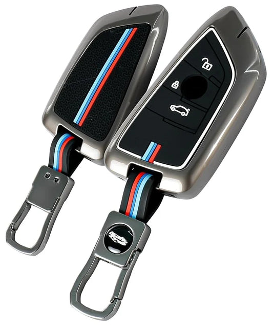 LzzyRide Premium Metal Key Cover Compatible with BMW i5 LWB Smart Key | 360° Full Protection | Zinc Alloy Luxury Key Case