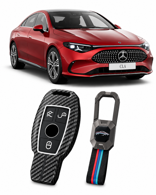 LzzyRide Premium Metal Key Cover Compatible with  Mercedes-Benz CLA Electric Smart Key | 360° Full Protection | Zinc Alloy Luxury Key Case