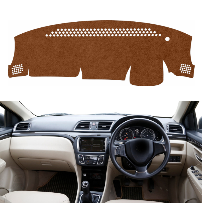 Lzzyride Car Dashboard Cover Mat For Maruti Suzuki Ciaz 2014 To 2026 (Brown)