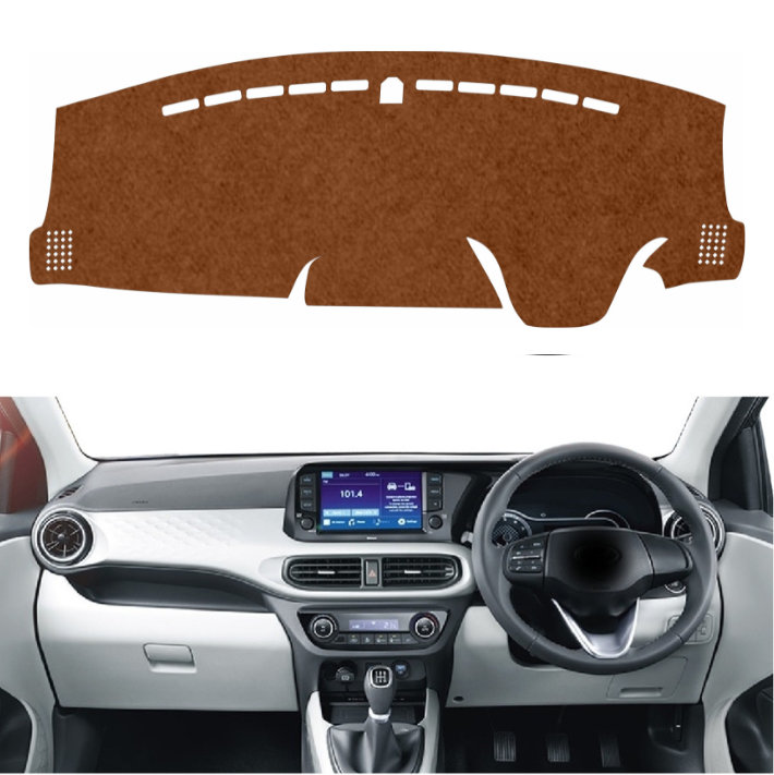Lzzyride Car Dashboard Cover Mat For Hyundai Aura 2020 To 2026 (Brown)