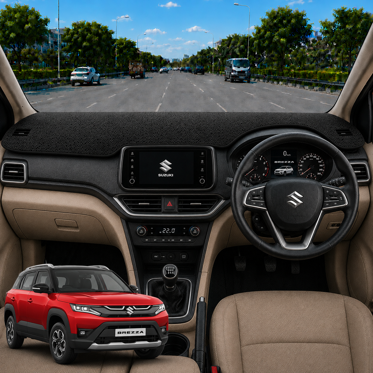 Lzzyride Car Dashboard Cover Mat For Maruti Suzuki Brezza 2022 To 2026