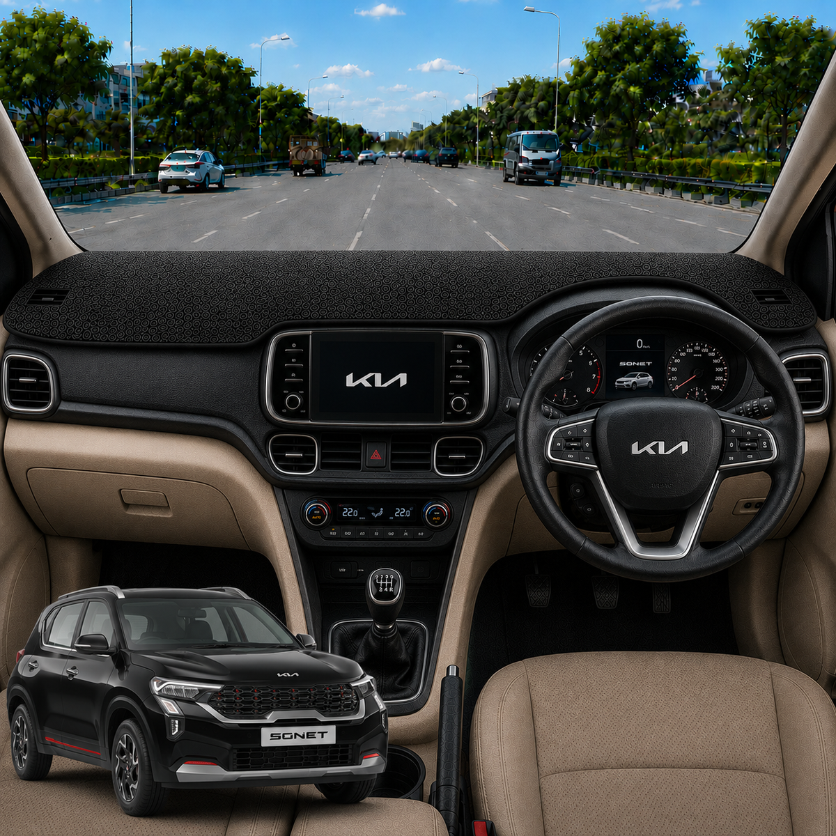 Lzzyride Car Dashboard Cover Mat For Kia Sonet 2020 To 2026