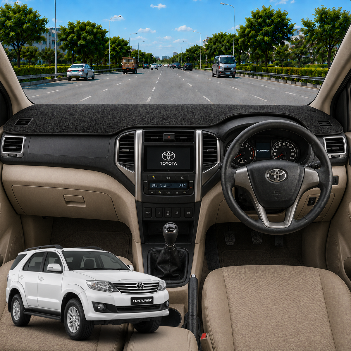 Lzzyride Car Dashboard Cover Mat For Toyota Fortuner 2009 To 2017