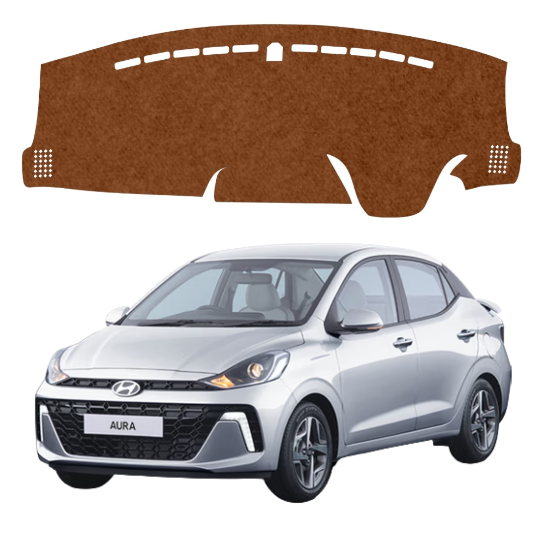 Lzzyride Car Dashboard Cover Mat For Hyundai Aura 2020 To 2026 (Brown)