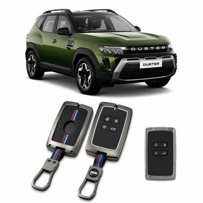 LzzyRide Metal Key Cover for Renault Duster 2026 | Premium Zinc Alloy & Soft Silicone Key Case | 360° Protection