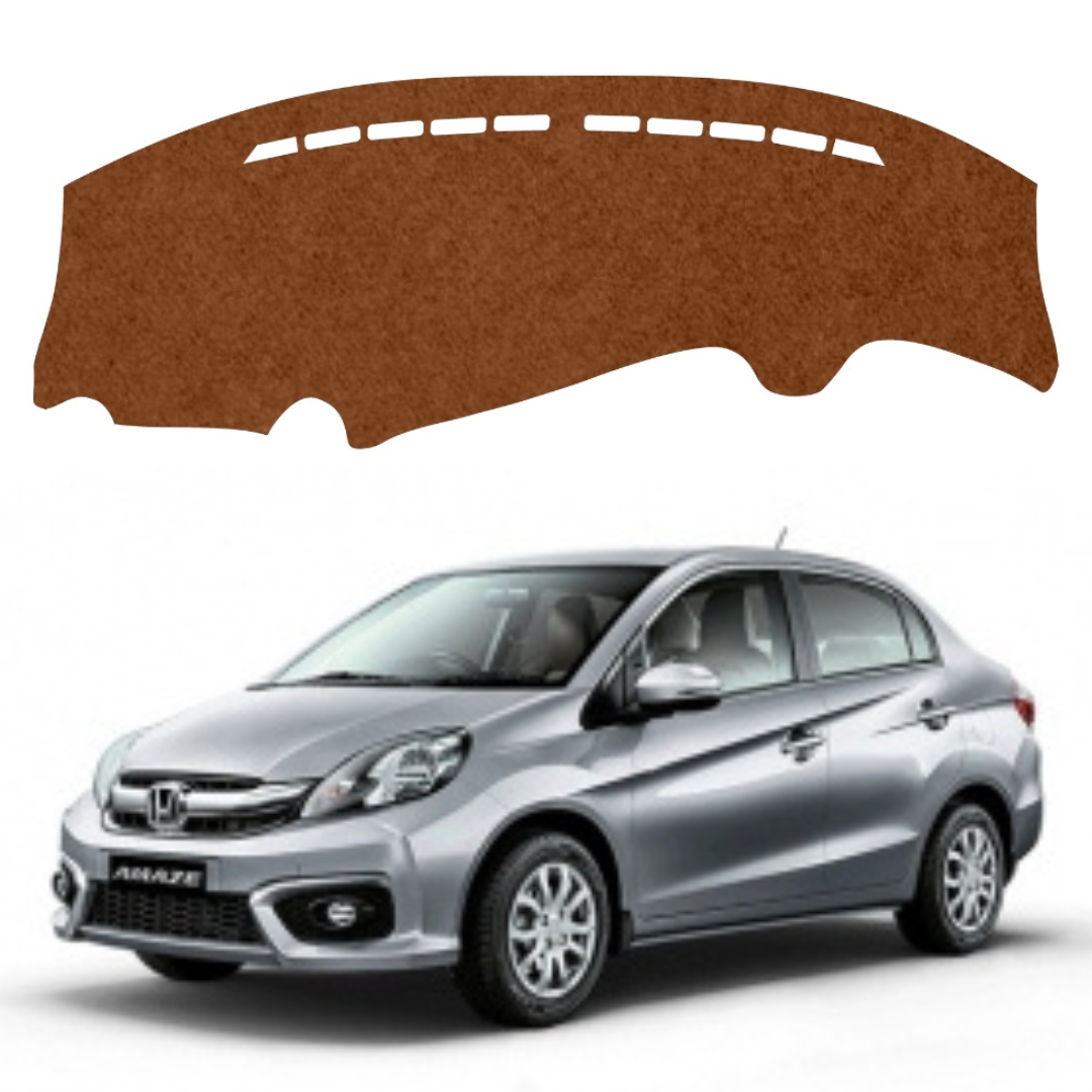 Lzzyride Car Dashboard Cover Mat For Honda Amaze 2013 To 2016 (Brown)