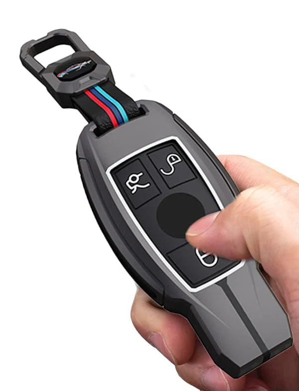 LzzyRide Premium Metal Key Cover Compatible with  Mercedes-Benz CLA Electric Smart Key | 360° Full Protection | Zinc Alloy Luxury Key Case