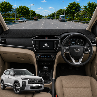 Lzzyride Car Dashboard Cover Mat For Hyundai Creta 2019 To 2024