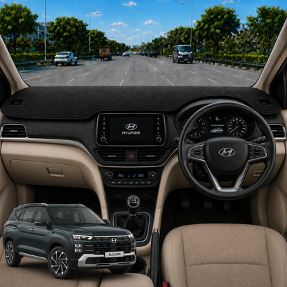 Lzzyride Car Dashboard Cover Mat For Hyundai Alcazar 2021 To 2024