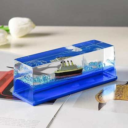 Lzzyride Titanic Wave Cruise Ship Liquid Wave Car Dashboard Decoration | Ocean Style Interior Accessory