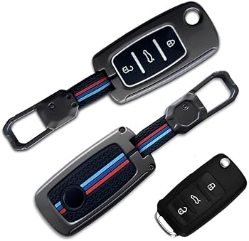 LzzyRide premium Metal Key Cover Compatible with Skoda Kodiaq Smart Key | 360° Full Protection | Zinc Alloy Luxury Key Case