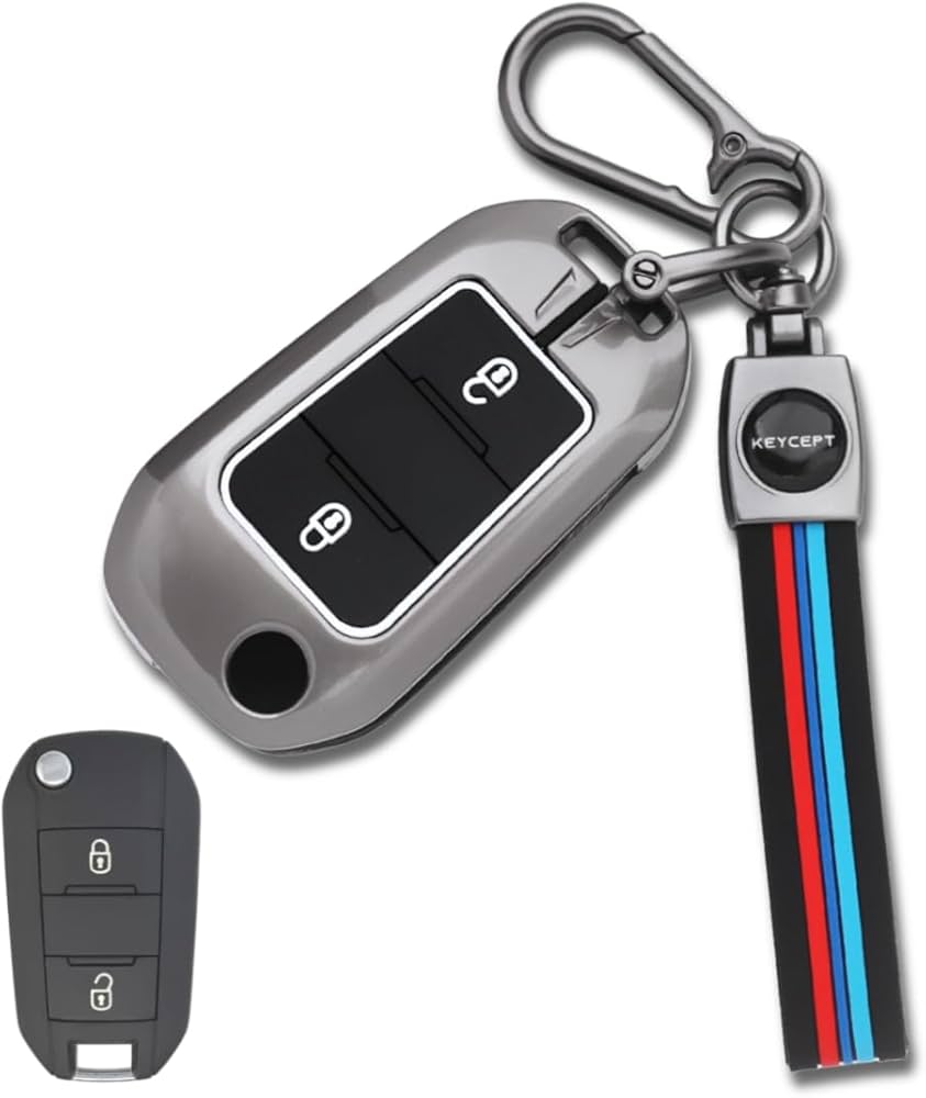 LzzyRide Premium Metal Key Cover Compatible with Citroen Basalt Smart Key | 360° Full Protection | Zinc Alloy Luxury Key Case