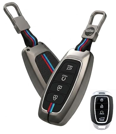 LzzyRide Premium Metal Key Cover Compatible with Hyundai Verna Smart Key | 360° Full Protection | Zinc Alloy Luxury Key Case