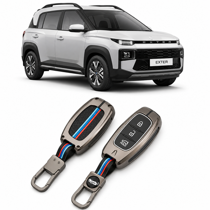 LzzyRide Premium Metal Key Cover Compatible with Hyumdai Exter Smart Key | 360° Full Protection | Zinc Alloy Luxury Key Case