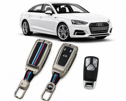 LzzyRide Premium Metal Key Cover Compatible with Audi A5 Smart Key | 360° Full Protection | Zinc Alloy Luxury Key Case