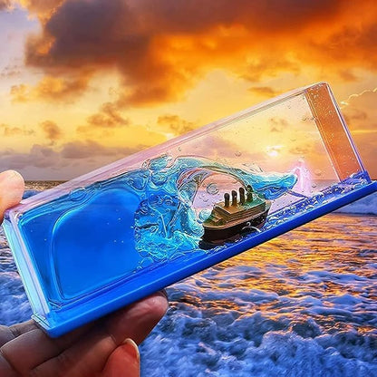 Lzzyride Titanic Wave Cruise Ship Liquid Wave Car Dashboard Decoration | Ocean Style Interior Accessory