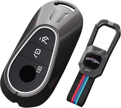 LzzyRide Premium Metal Key Cover Compatible with Mercedes-Benz GLC Smart Key | 360° Full Protection | Zinc Alloy Luxury Key Case