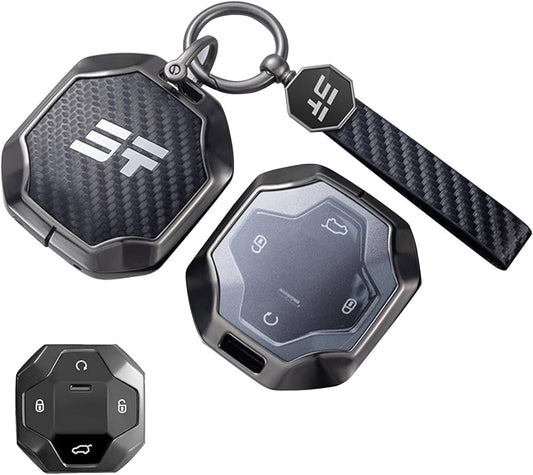 LzzyRide Premium Metal Key Cover Compatible with Jetour T2 Smart Key | 360° Full Protection | Zinc Alloy Luxury Key Case