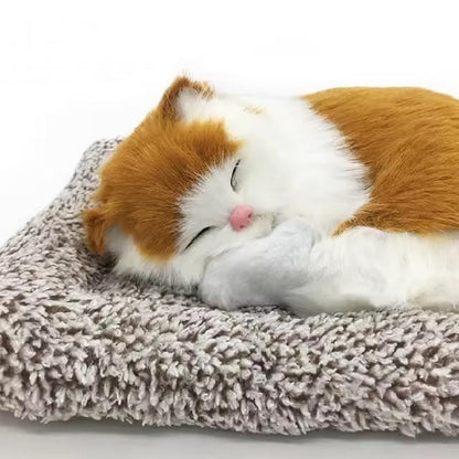 LzzyRide Sleeping Breathing Cat Toy – Realistic Plush Cat for Car Dashboard, Desk & Kids