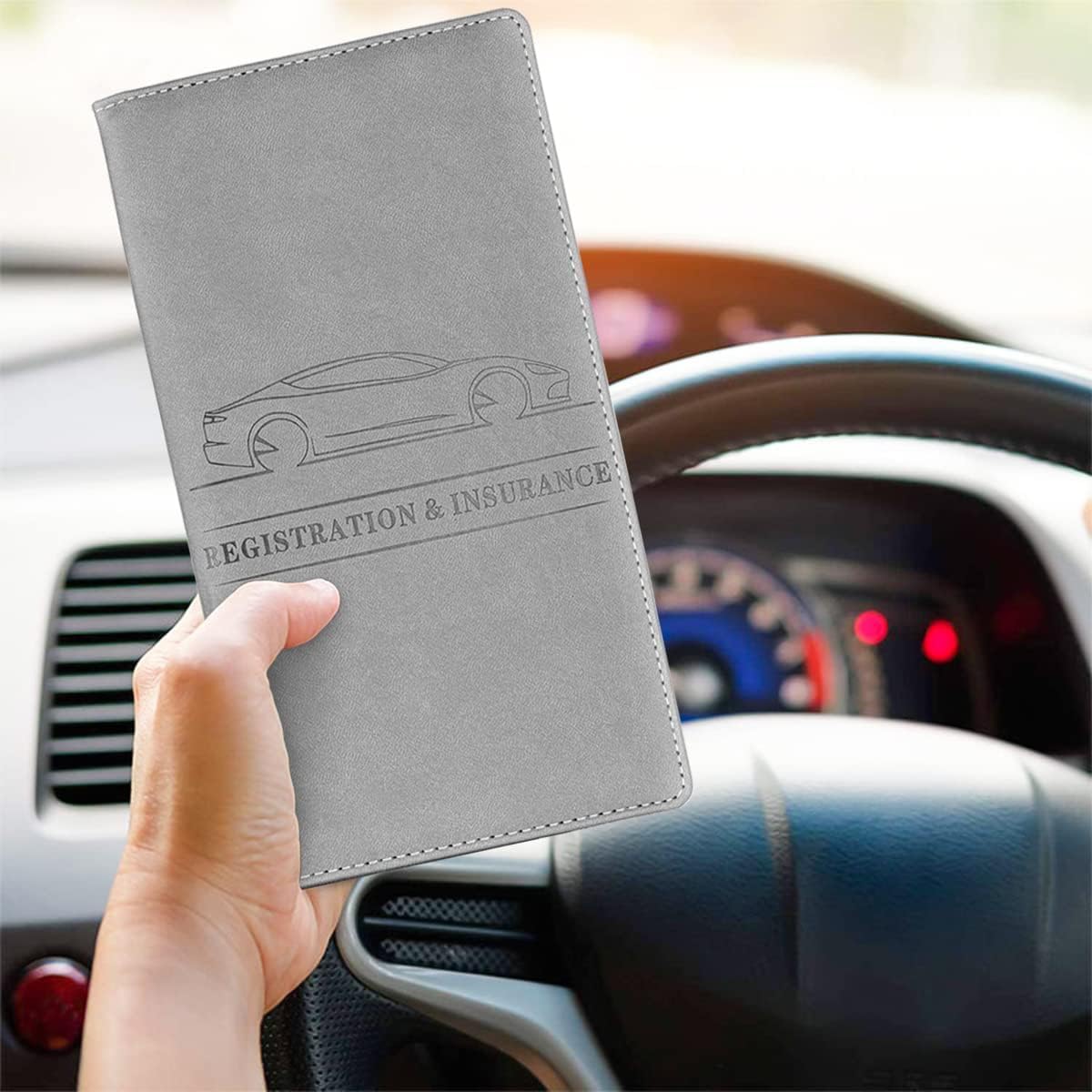 LzzyRide Car Registration & Insurance Card Holder – Vehicle Document Organizer with Magnetic Buckle