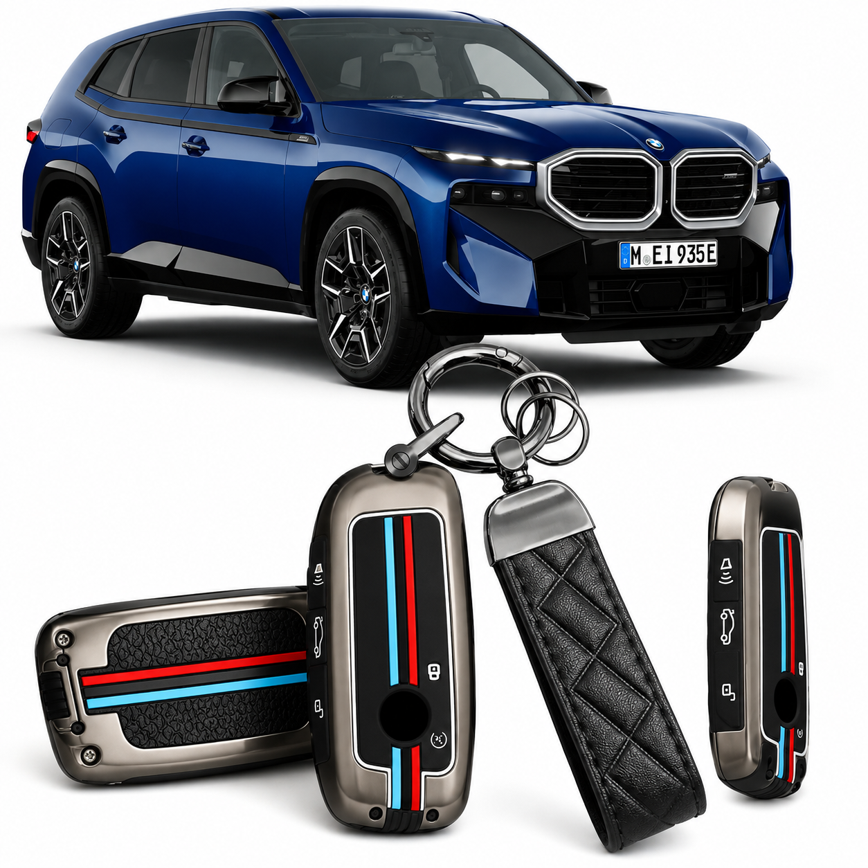 LzzyRide Premium Metal Key Cover Compatible with BMW XM Smart Key | 360° Full Protection | Zinc Alloy Luxury Key Case