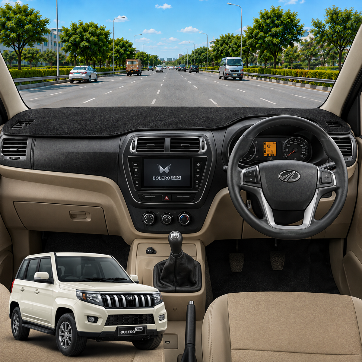 Lzzyride Car Dashboard Cover Mat For Mahindra Bolero Neo 2021 To 2026